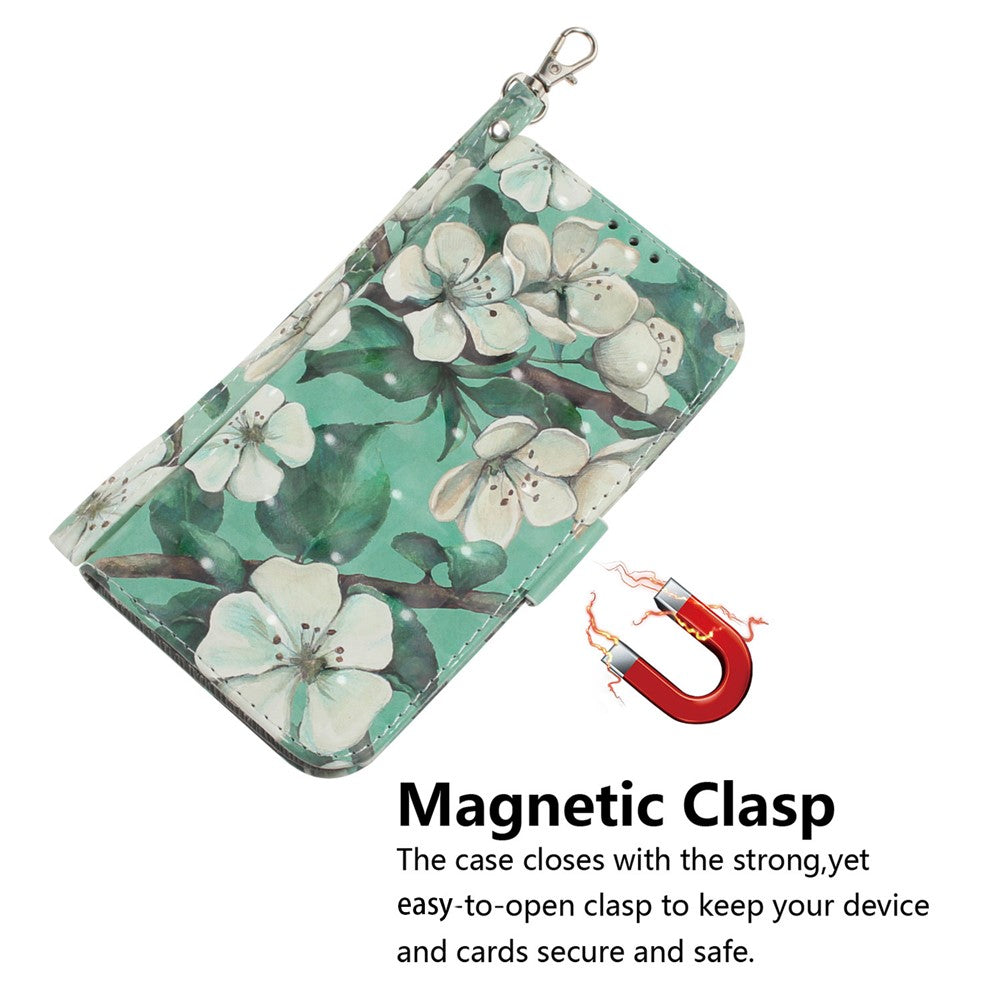 For Xiaomi Redmi Note 15 Pro 5G (Global) Case Pattern Printing Leather Wallet Phone Cover with Wrist Strap - Watercolor Flowers