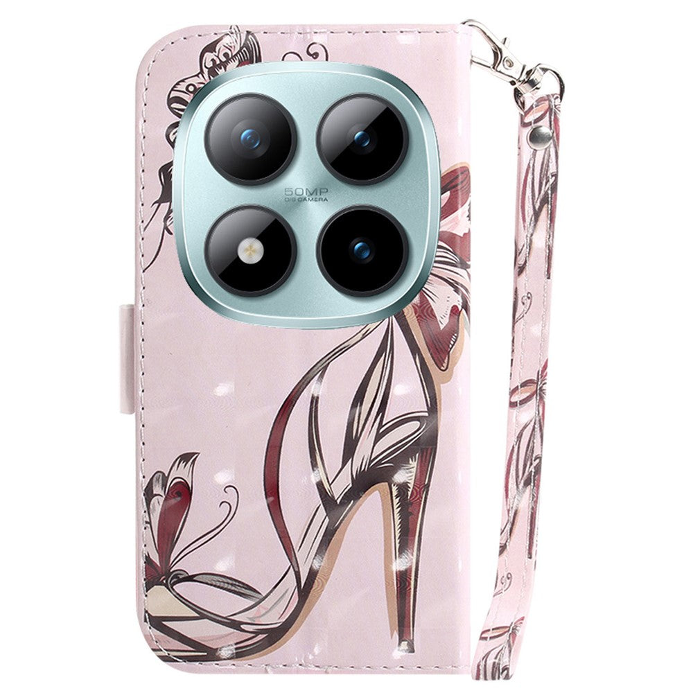 For Xiaomi Redmi Note 15 Pro 5G (Global) Case Pattern Printing Leather Wallet Phone Cover with Wrist Strap - Butterfly High Heels