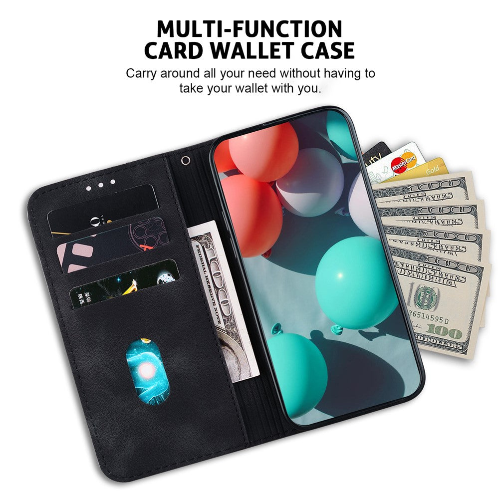For Xiaomi Redmi Note 15 Pro 5G (Global) Stand Case 7-Shaped Pattern Imprint Leather Phone Cover with Strap - Black