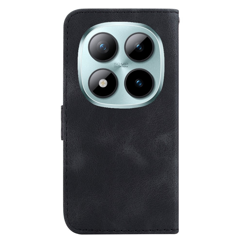 For Xiaomi Redmi Note 15 Pro 5G (Global) Stand Case 7-Shaped Pattern Imprint Leather Phone Cover with Strap - Black