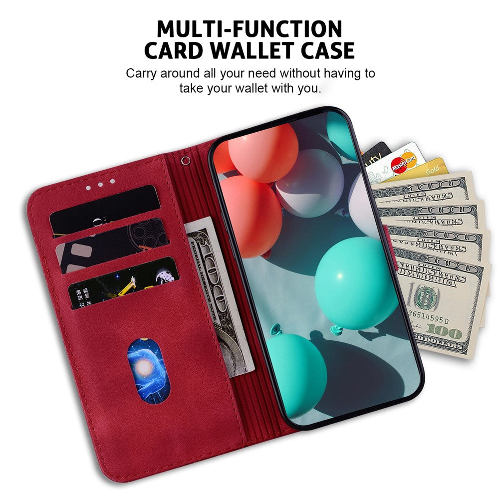 For Xiaomi Redmi Note 15 Pro 5G (Global) Stand Case 7-Shaped Pattern Imprint Leather Phone Cover with Strap - Red