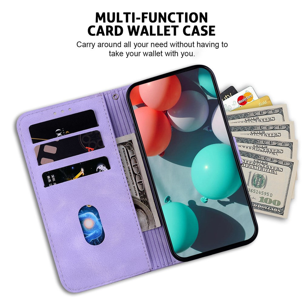 For Xiaomi Redmi Note 15 Pro 5G (Global) Stand Case 7-Shaped Pattern Imprint Leather Phone Cover with Strap - Purple