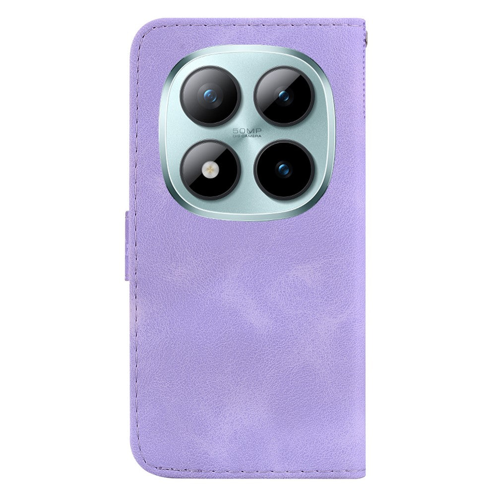 For Xiaomi Redmi Note 15 Pro 5G (Global) Stand Case 7-Shaped Pattern Imprint Leather Phone Cover with Strap - Purple