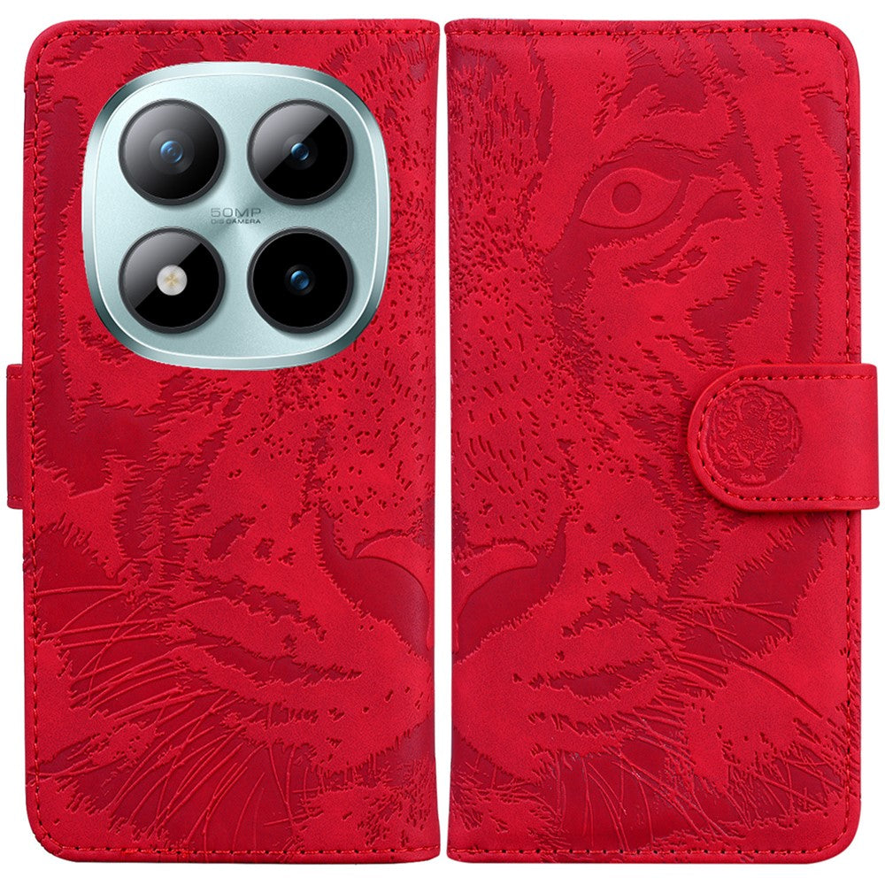 For Xiaomi Redmi Note 15 Pro 5G (Global) Case Tiger Imprint Leather Wallet Phone Cover - Red