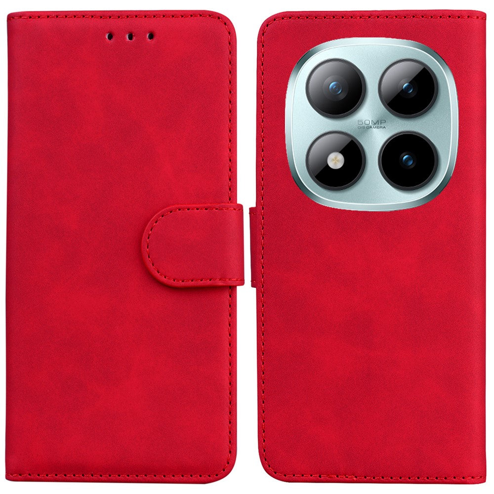 For Xiaomi Redmi Note 15 Pro 5G (Global) Case Solid Color Leather Wallet Phone Cover - Red