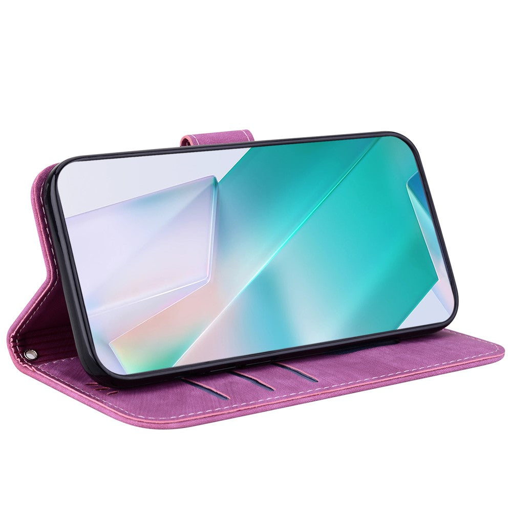 For Xiaomi Redmi Note 15 Pro 5G (Global) Wallet Case Tiger Imprint Leather Shockproof Phone Cover with Wrist Strap - Rose