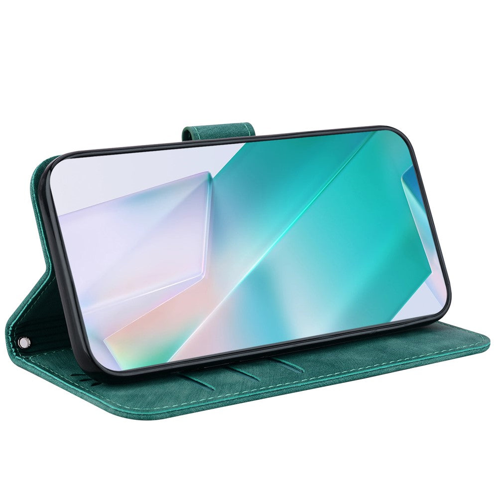 For Xiaomi Redmi Note 15 Pro 5G (Global) Wallet Case Tiger Imprint Leather Shockproof Phone Cover with Wrist Strap - Green