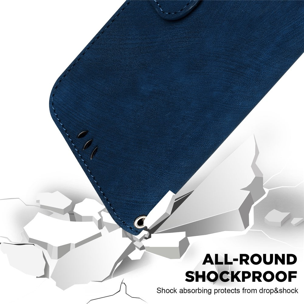 For Xiaomi Redmi Note 15 Pro 5G (Global) Wallet Case Tiger Imprint Leather Shockproof Phone Cover with Wrist Strap - Dark Blue