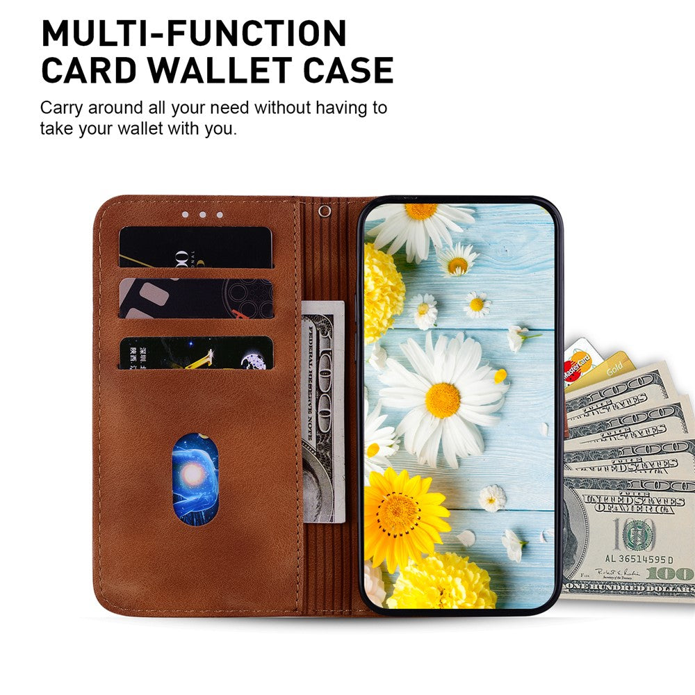 For Xiaomi Redmi Note 15 Pro 5G (Global) Stand Case Lily Flower Imprint Leather Phone Cover with Wrist Strap - Brown