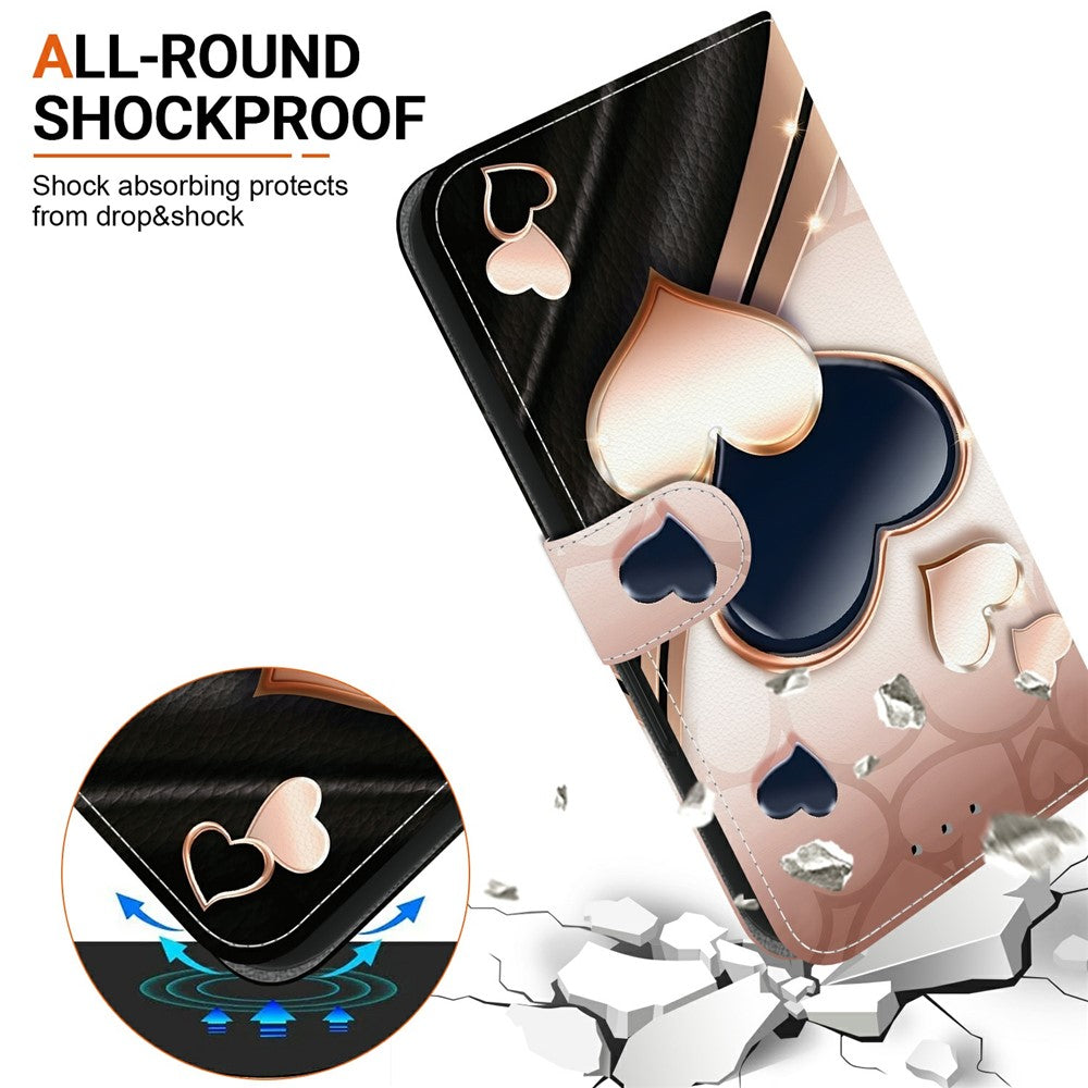 For Xiaomi Redmi Note 15 Pro 5G (Global) Leather Case Stand Wallet Pattern Printing Phone Cover with Wrist Strap - Love