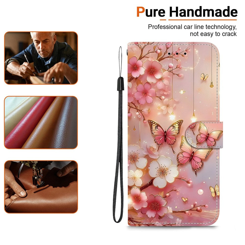 For Xiaomi Redmi Note 15 Pro 5G (Global) Leather Case Stand Wallet Pattern Printing Phone Cover with Wrist Strap - Lantern Butterfly
