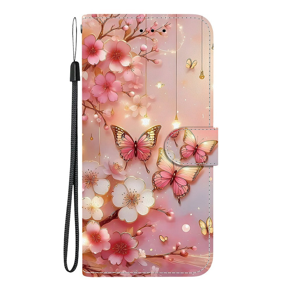 For Xiaomi Redmi Note 15 Pro 5G (Global) Leather Case Stand Wallet Pattern Printing Phone Cover with Wrist Strap - Lantern Butterfly