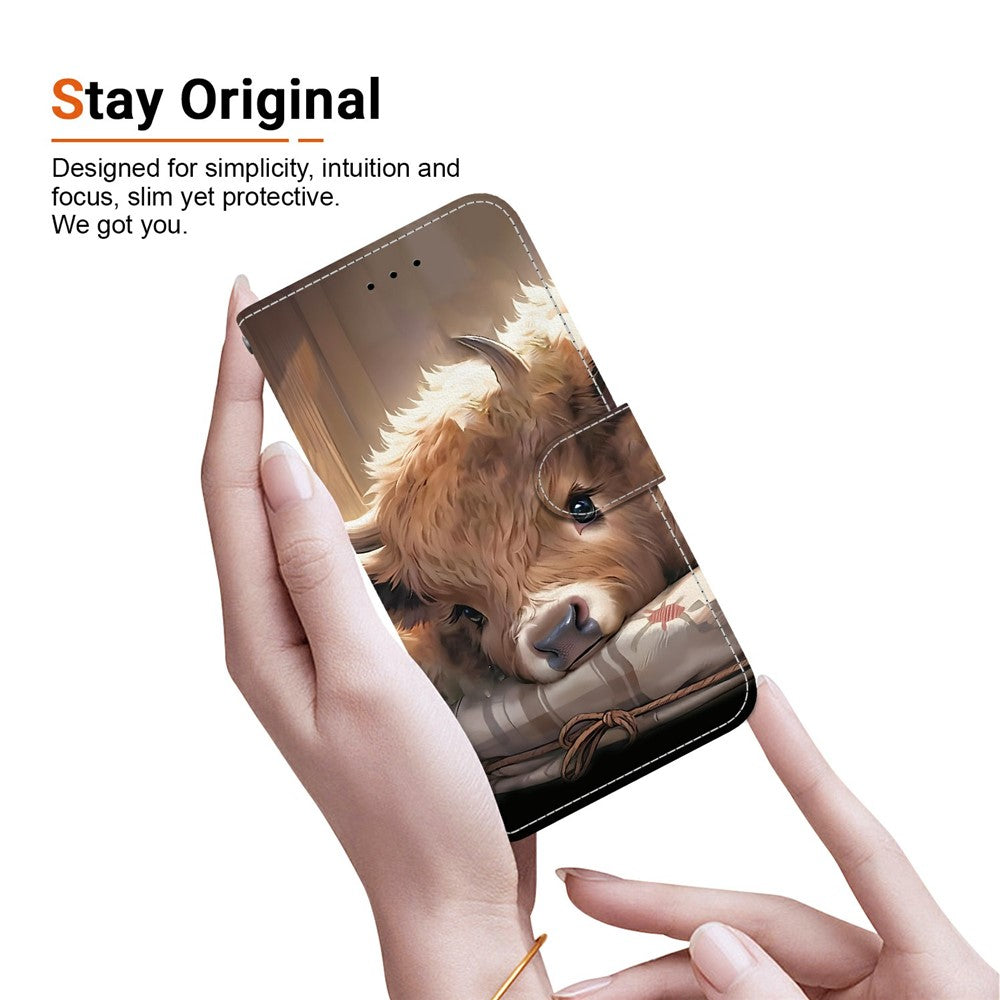 For Xiaomi Redmi Note 15 Pro 5G (Global) Leather Case Stand Wallet Pattern Printing Phone Cover with Wrist Strap - Calf
