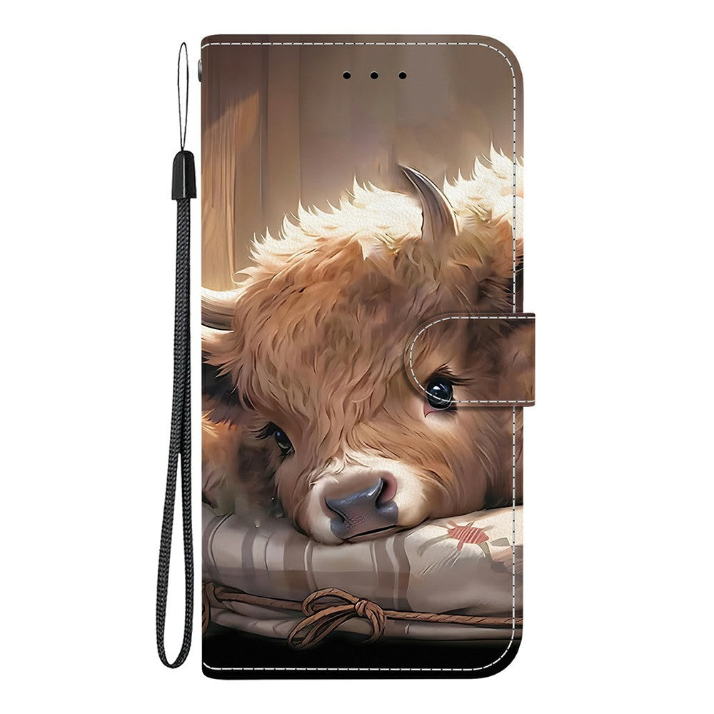 For Xiaomi Redmi Note 15 Pro 5G (Global) Leather Case Stand Wallet Pattern Printing Phone Cover with Wrist Strap - Calf