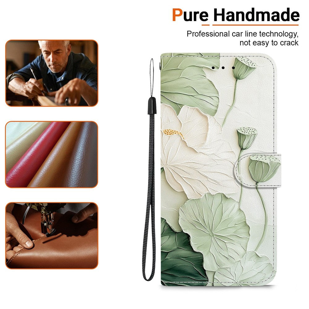 For Xiaomi Redmi Note 15 Pro 5G (Global) Wallet Case Pattern Printing Leather Stand Phone Cover with Strap - Lotus
