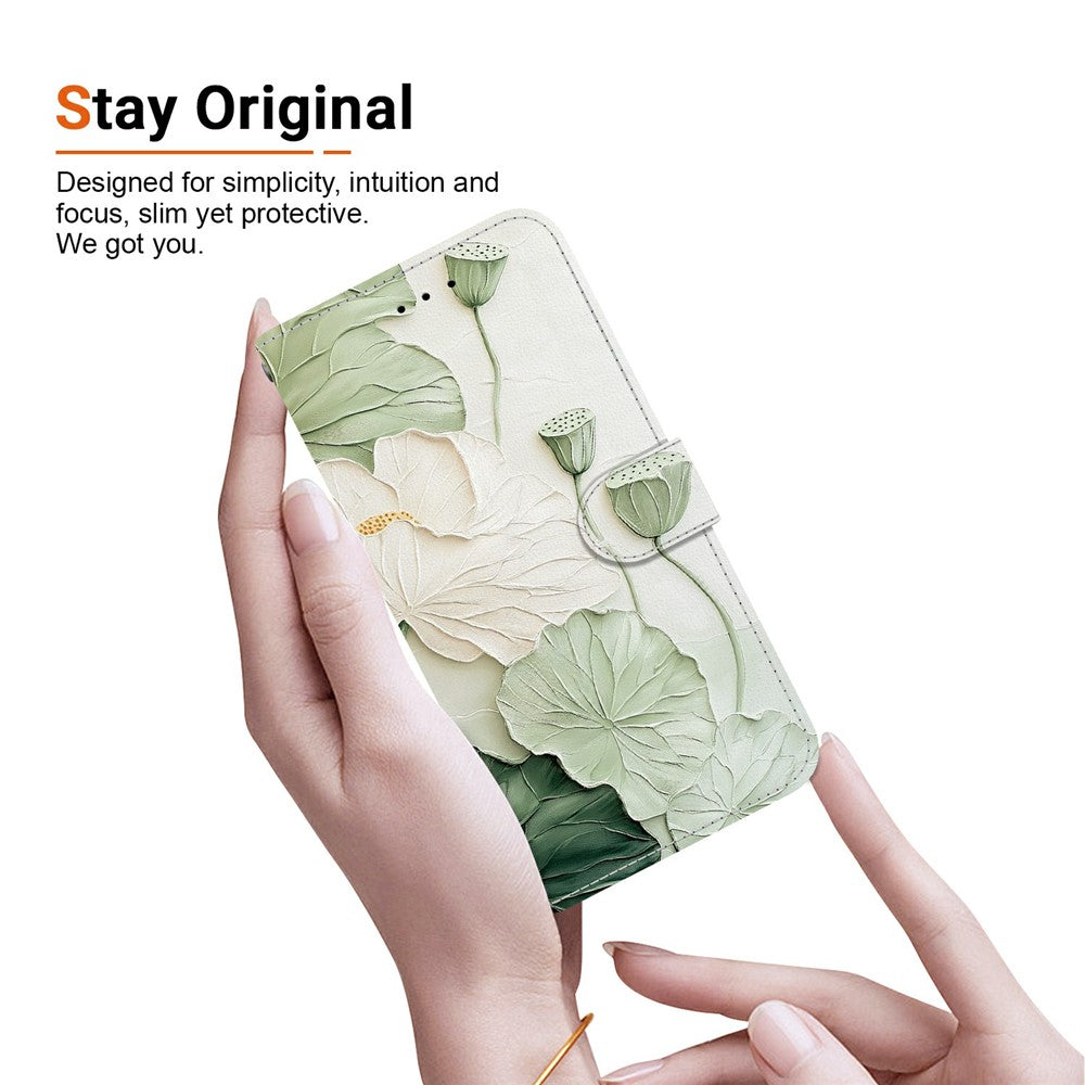 For Xiaomi Redmi Note 15 Pro 5G (Global) Wallet Case Pattern Printing Leather Stand Phone Cover with Strap - Lotus