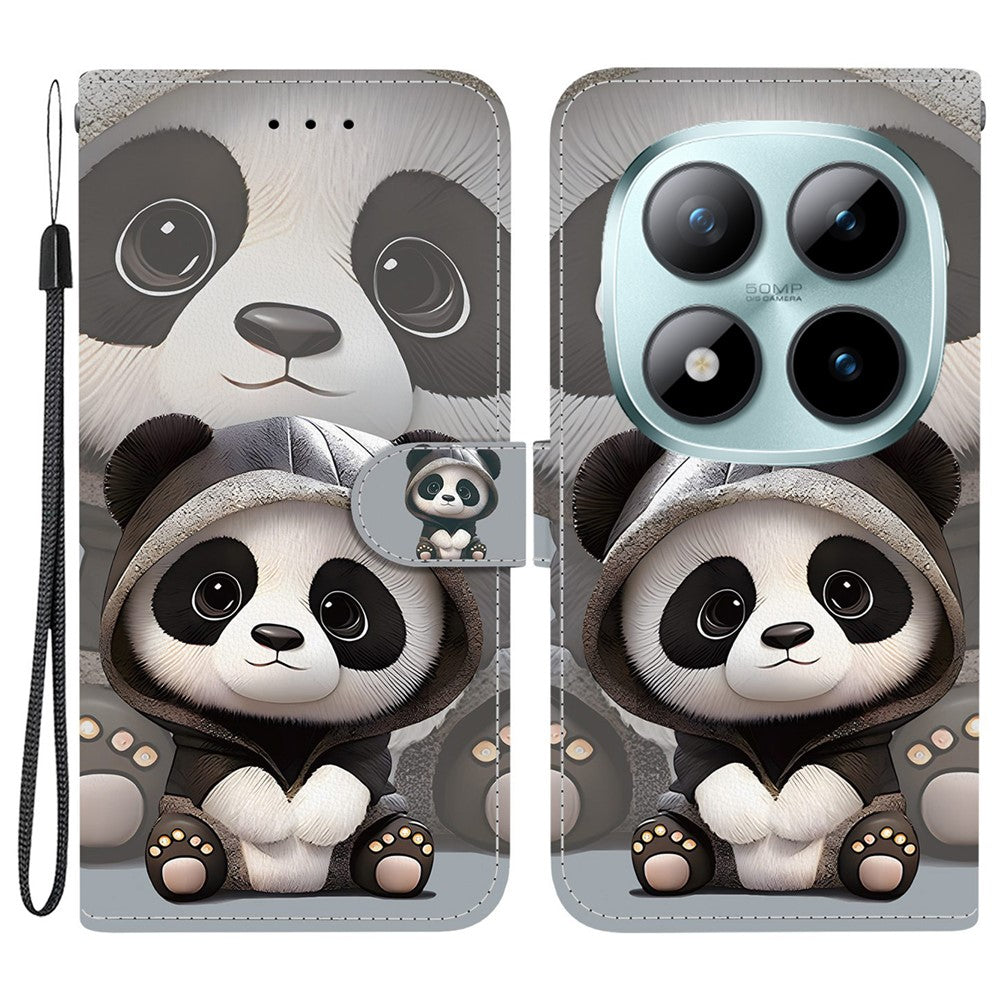 For Xiaomi Redmi Note 15 Pro 5G (Global) Wallet Case Pattern Printing Leather Stand Phone Cover with Strap - Panda
