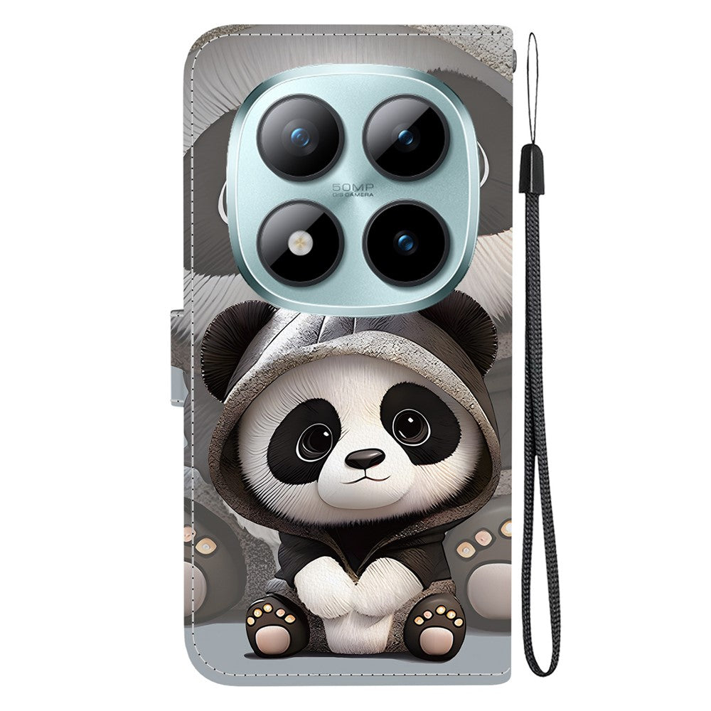 For Xiaomi Redmi Note 15 Pro 5G (Global) Wallet Case Pattern Printing Leather Stand Phone Cover with Strap - Panda