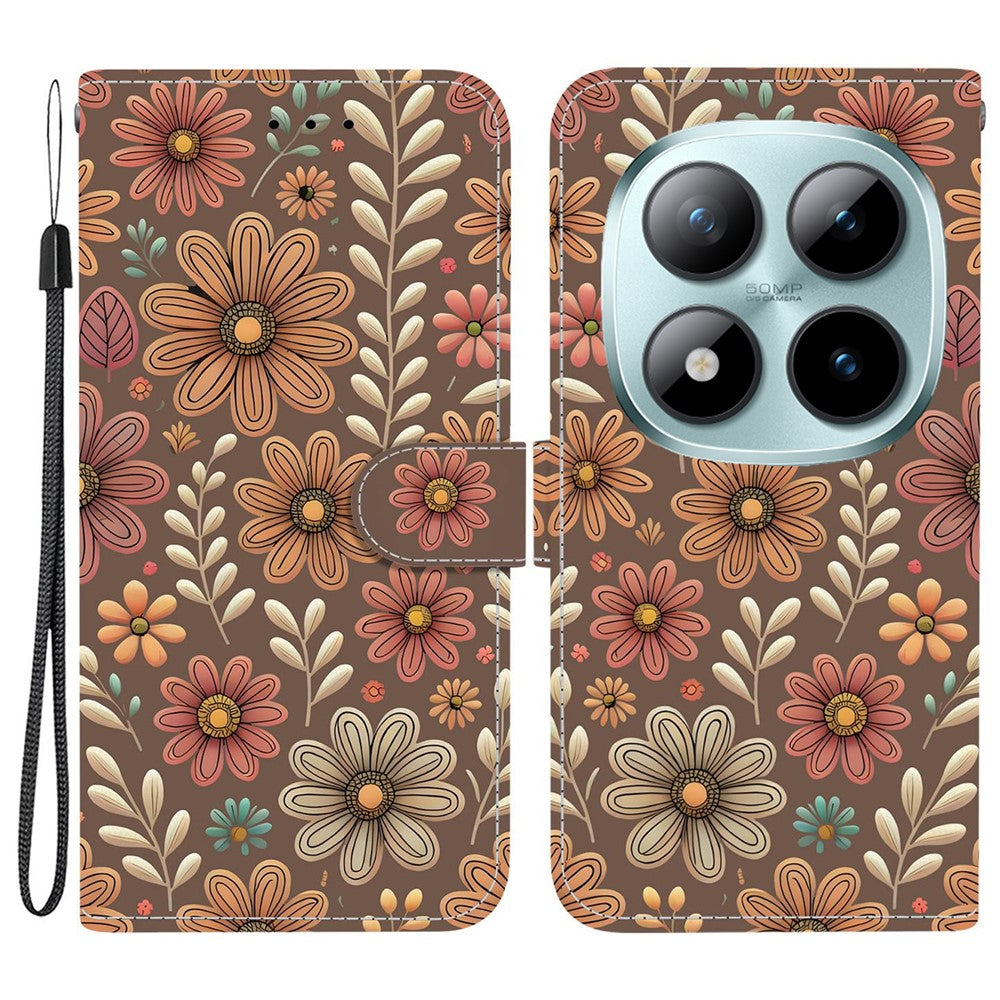 For Xiaomi Redmi Note 15 Pro 5G (Global) Wallet Case Pattern Printing Leather Stand Phone Cover with Strap - Blossom