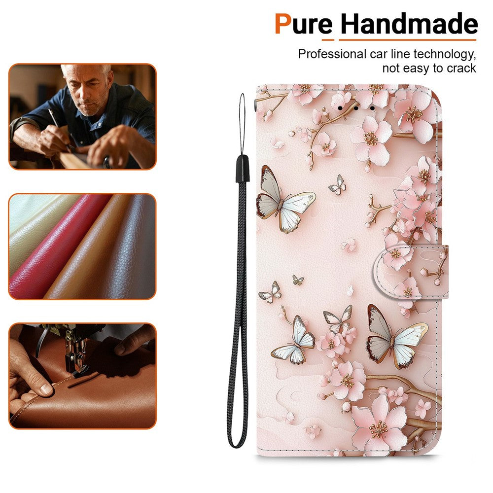 For Xiaomi Redmi Note 15 Pro 5G (Global) Wallet Case Pattern Printing Leather Stand Phone Cover with Strap - Pink Butterfly