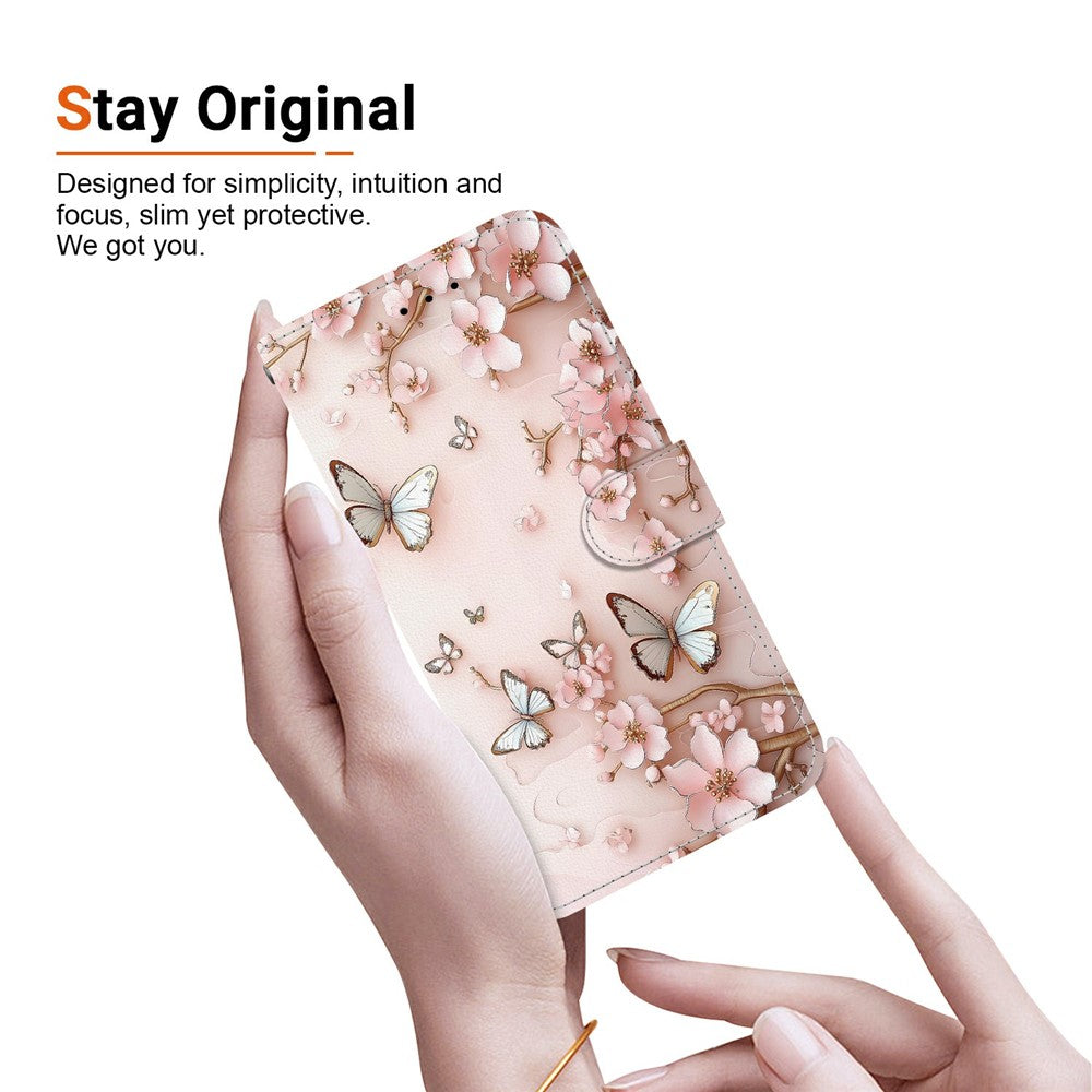For Xiaomi Redmi Note 15 Pro 5G (Global) Wallet Case Pattern Printing Leather Stand Phone Cover with Strap - Pink Butterfly