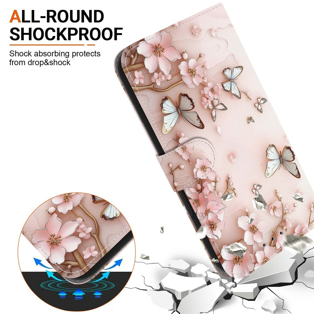 For Xiaomi Redmi Note 15 Pro 5G (Global) Wallet Case Pattern Printing Leather Stand Phone Cover with Strap - Pink Butterfly
