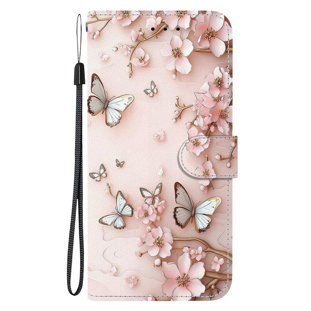 For Xiaomi Redmi Note 15 Pro 5G (Global) Wallet Case Pattern Printing Leather Stand Phone Cover with Strap - Pink Butterfly
