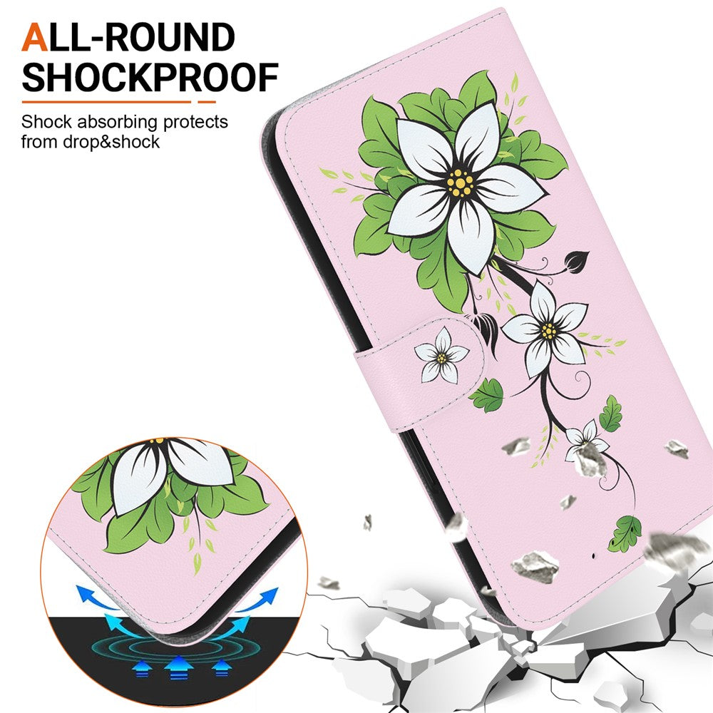 For Xiaomi Poco M8 Pro 5G / Redmi Note 15 Pro+ 5G (Global) Wallet Phone Case Anti-Drop Pattern Printing Leather Flip Cover with Strap - Lily