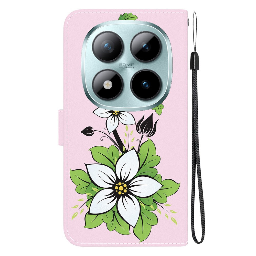 For Xiaomi Poco M8 Pro 5G / Redmi Note 15 Pro+ 5G (Global) Wallet Phone Case Anti-Drop Pattern Printing Leather Flip Cover with Strap - Lily