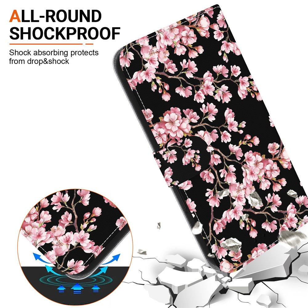 For Xiaomi Poco M8 Pro 5G / Redmi Note 15 Pro+ 5G (Global) Wallet Phone Case Anti-Drop Pattern Printing Leather Flip Cover with Strap - Plum Blossom