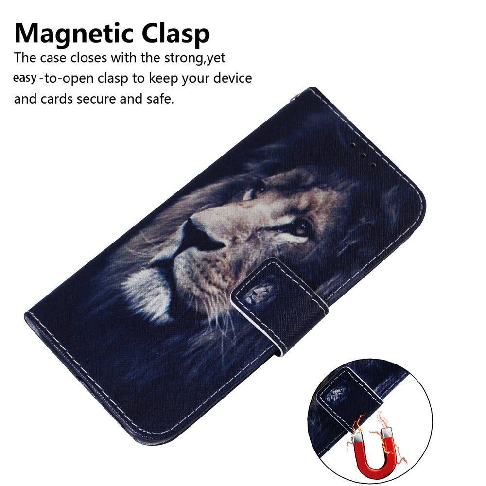 For Xiaomi Poco M8 Pro 5G / Redmi Note 15 Pro+ 5G (Global) Wallet Case Pattern Print Leather Phone Cover - Lion