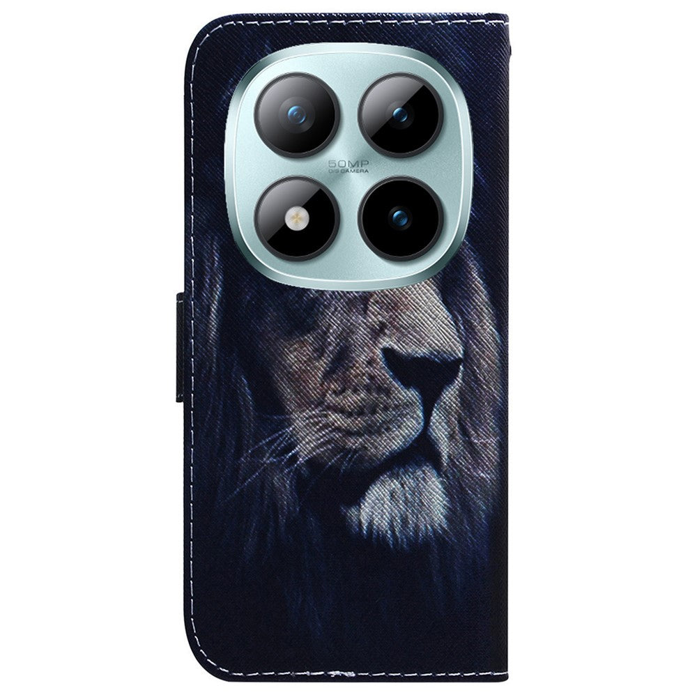For Xiaomi Poco M8 Pro 5G / Redmi Note 15 Pro+ 5G (Global) Wallet Case Pattern Print Leather Phone Cover - Lion