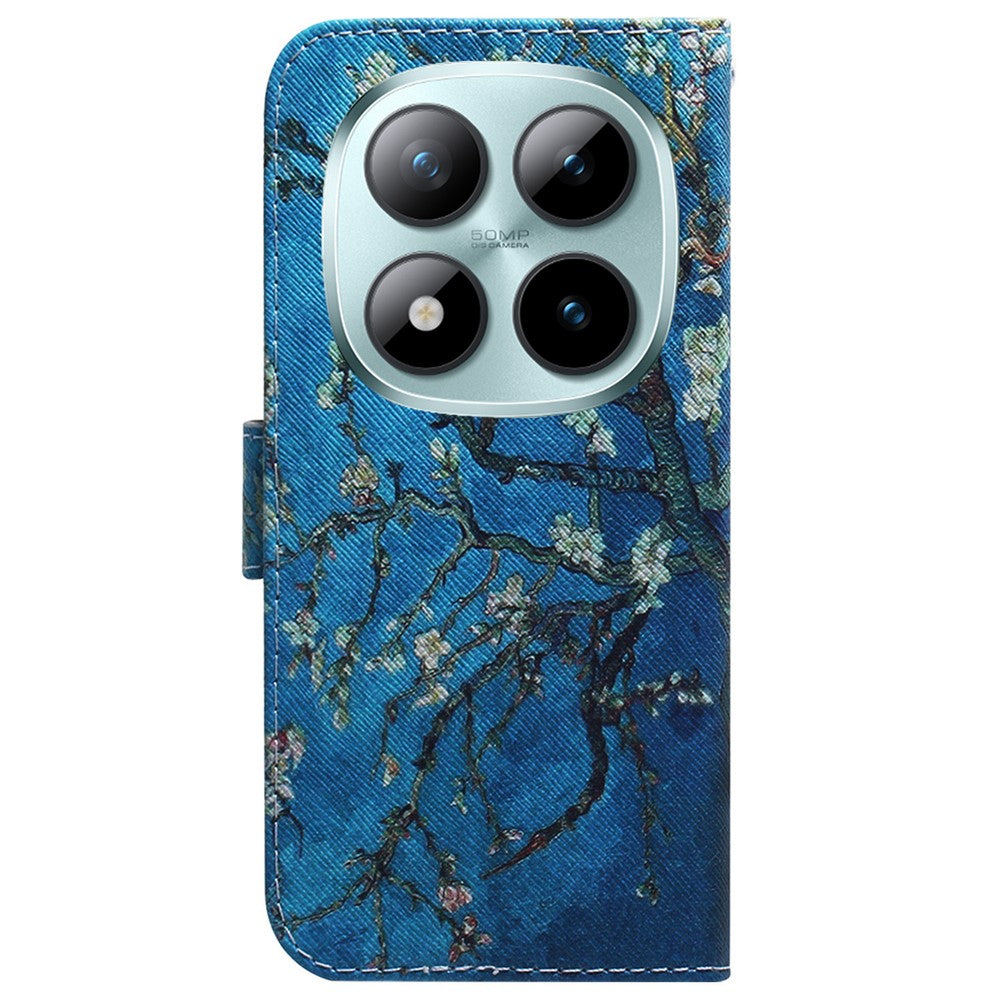For Xiaomi Poco M8 Pro 5G / Redmi Note 15 Pro+ 5G (Global) Wallet Case Pattern Print Leather Phone Cover - Apricot Flowers