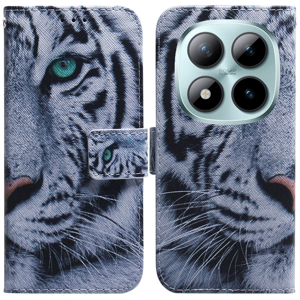 For Xiaomi Poco M8 Pro 5G / Redmi Note 15 Pro+ 5G (Global) Wallet Case Pattern Print Leather Phone Cover - Tiger