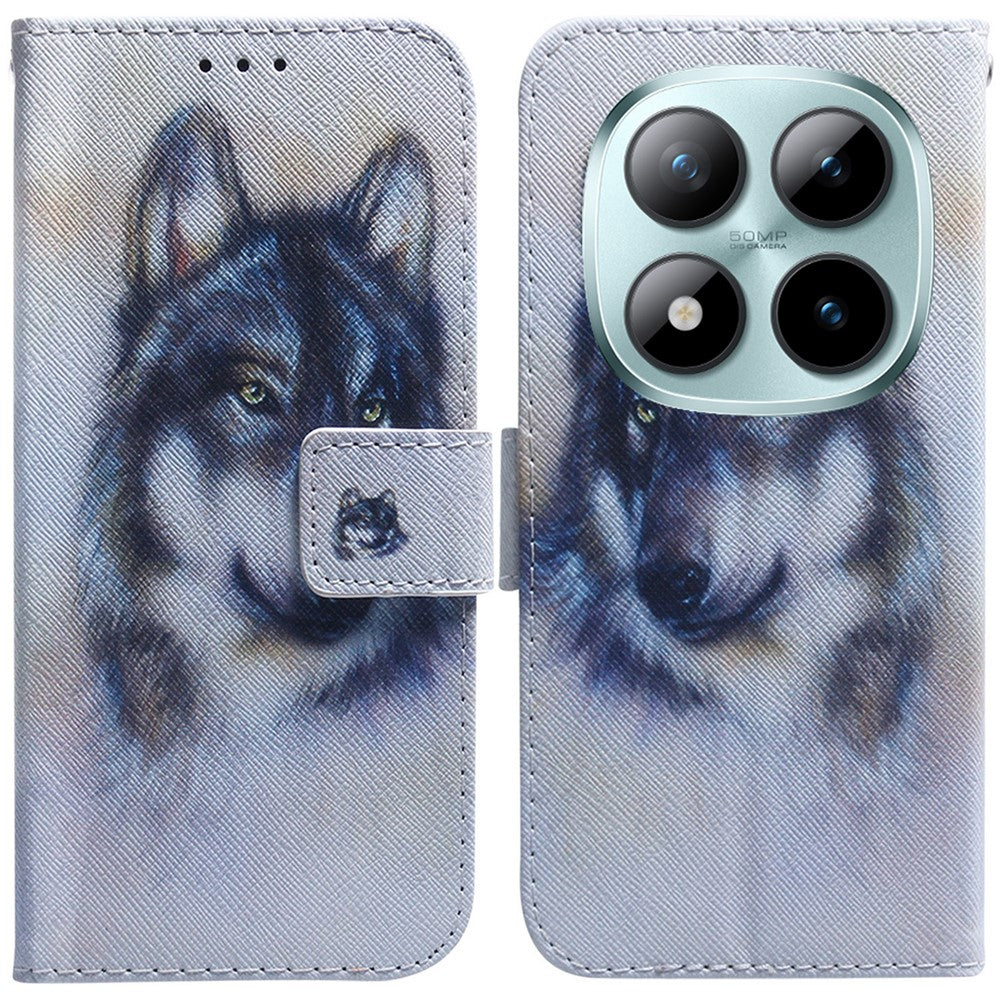 For Xiaomi Poco M8 Pro 5G / Redmi Note 15 Pro+ 5G (Global) Wallet Case Pattern Print Leather Phone Cover - Wolf