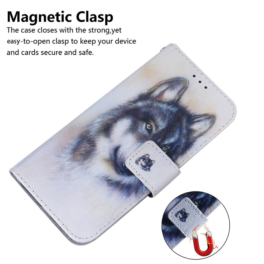 For Xiaomi Poco M8 Pro 5G / Redmi Note 15 Pro+ 5G (Global) Wallet Case Pattern Print Leather Phone Cover - Wolf