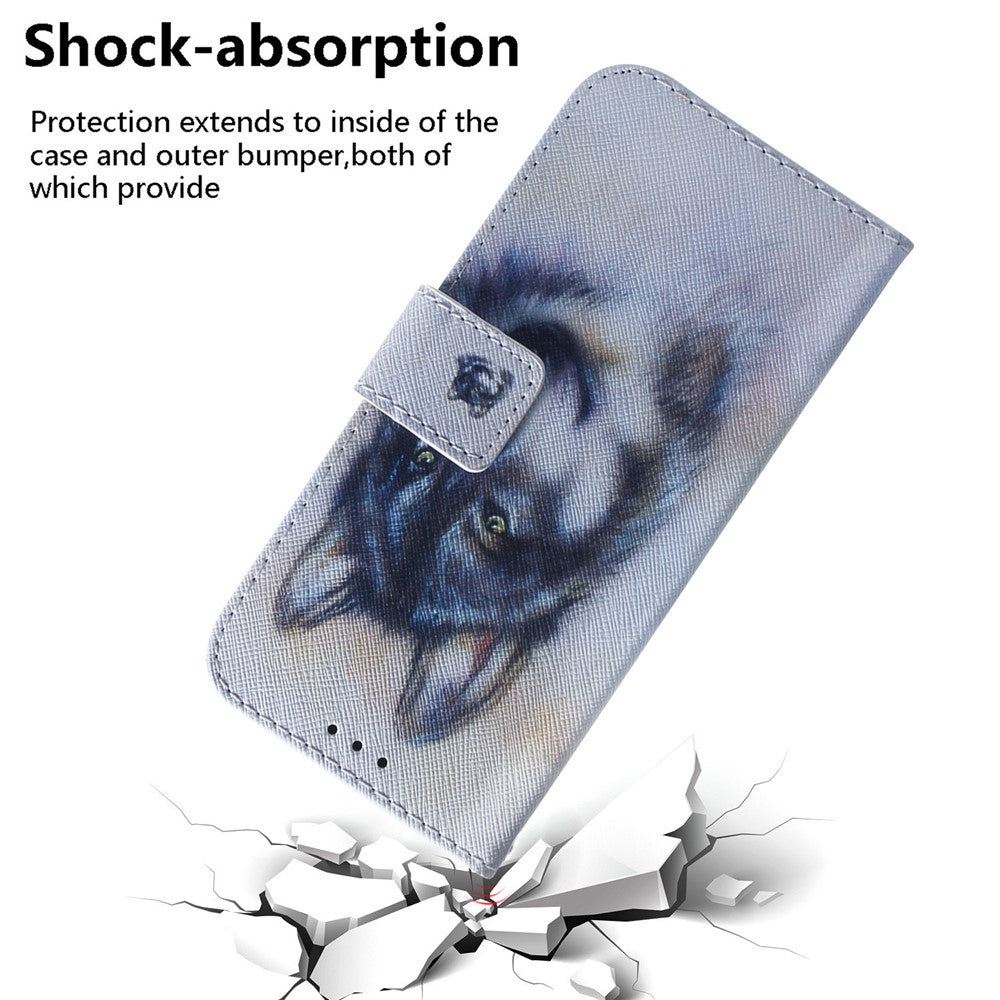 For Xiaomi Poco M8 Pro 5G / Redmi Note 15 Pro+ 5G (Global) Wallet Case Pattern Print Leather Phone Cover - Wolf