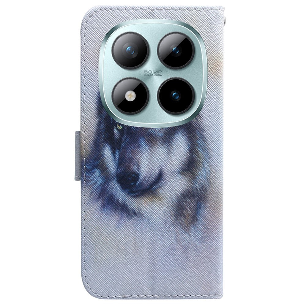 For Xiaomi Poco M8 Pro 5G / Redmi Note 15 Pro+ 5G (Global) Wallet Case Pattern Print Leather Phone Cover - Wolf