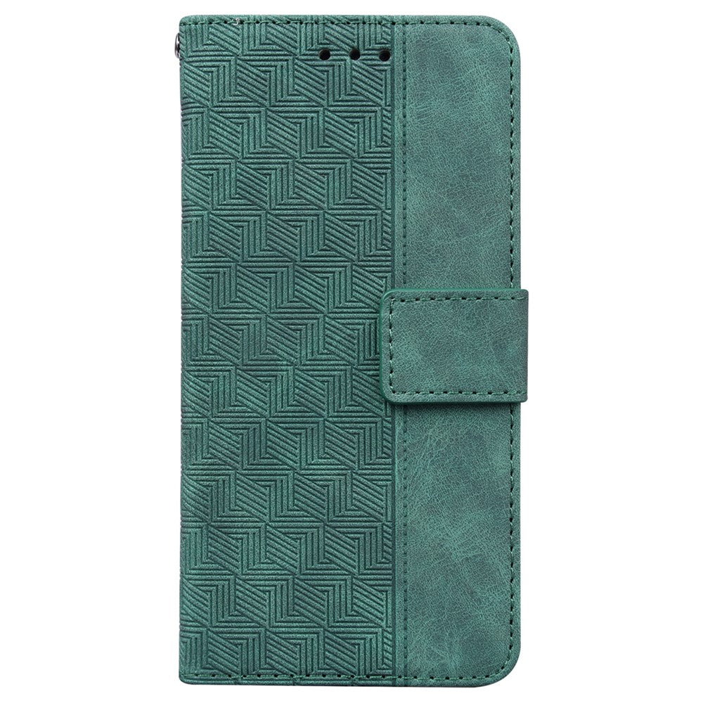 For Xiaomi Poco M8 Pro 5G / Redmi Note 15 Pro+ 5G (Global) Case Geometry Pattern Leather Wallet Phone Cover with Wrist Strap - Green