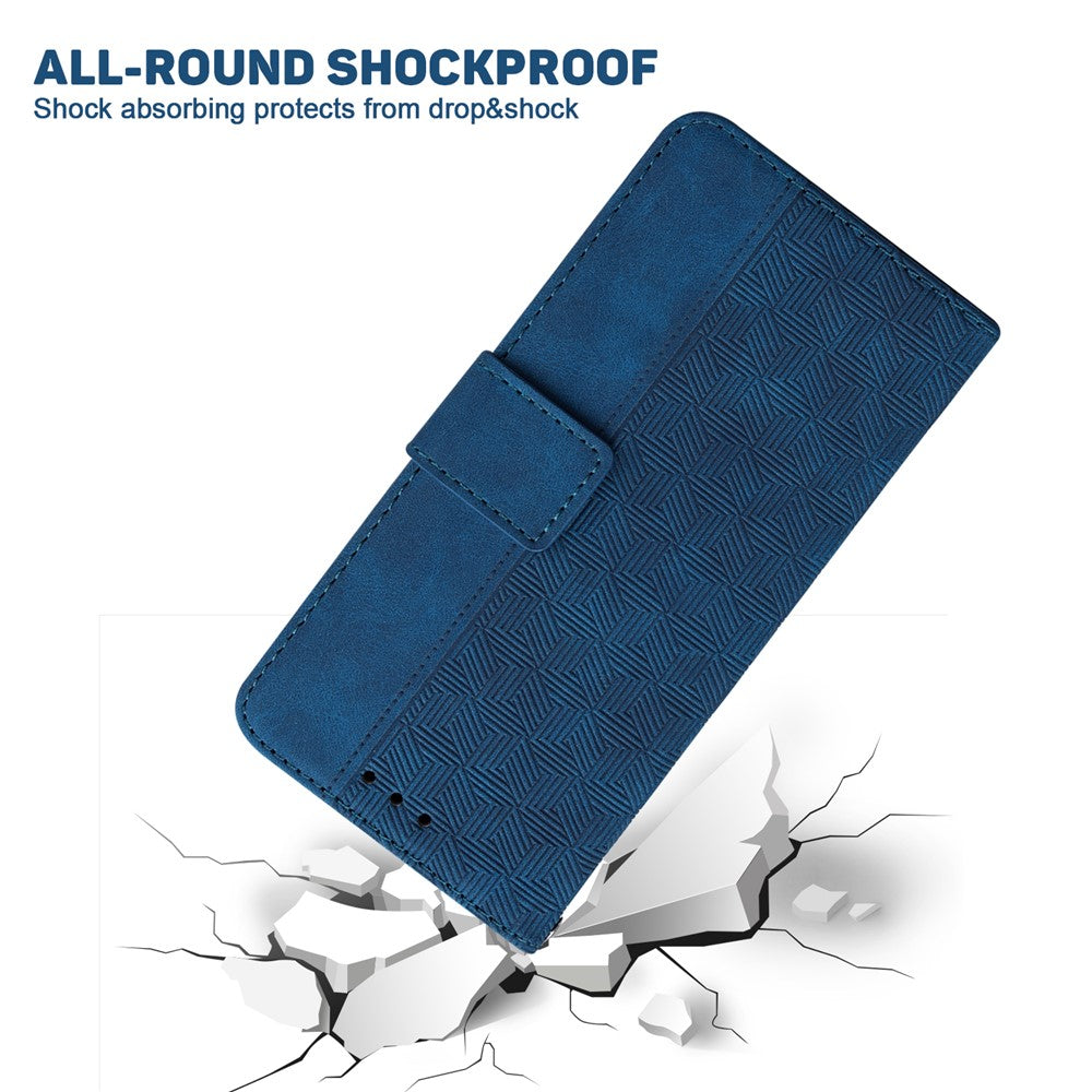 For Xiaomi Poco M8 Pro 5G / Redmi Note 15 Pro+ 5G (Global) Case Geometry Pattern Leather Wallet Phone Cover with Wrist Strap - Blue