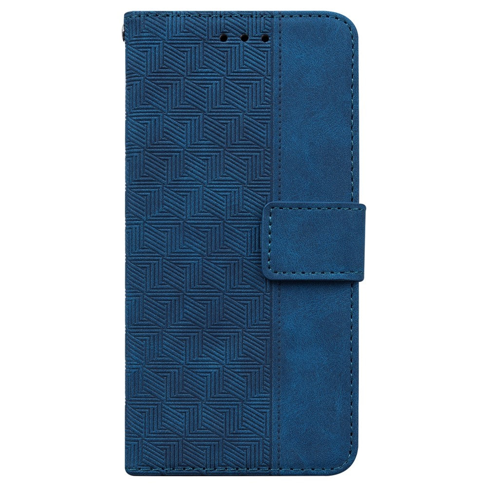 For Xiaomi Poco M8 Pro 5G / Redmi Note 15 Pro+ 5G (Global) Case Geometry Pattern Leather Wallet Phone Cover with Wrist Strap - Blue