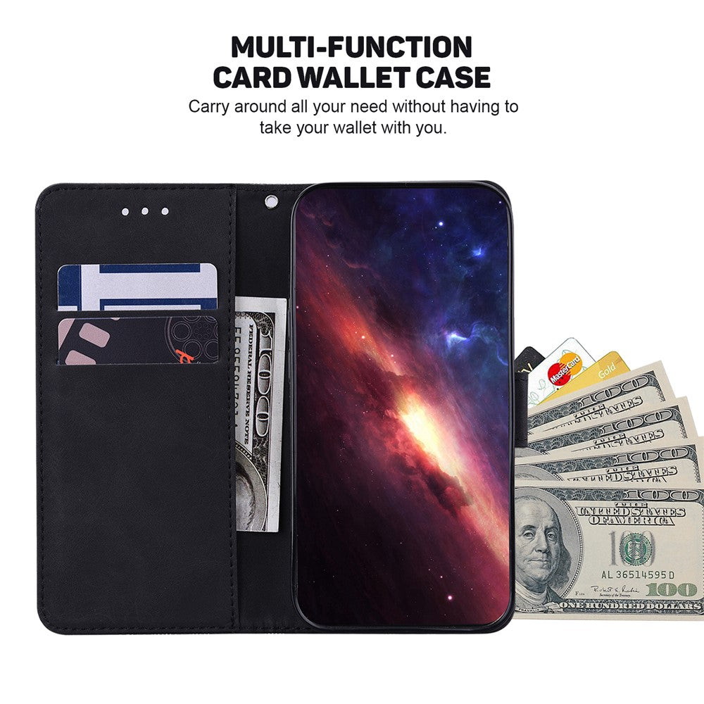 For Xiaomi Poco M8 Pro 5G / Redmi Note 15 Pro+ 5G (Global) Case Geometry Pattern Leather Wallet Phone Cover with Wrist Strap - Black