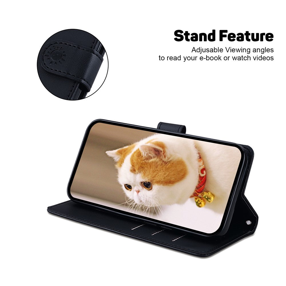 For Xiaomi Poco M8 Pro 5G / Redmi Note 15 Pro+ 5G (Global) Case RFID Blocking Kitten Pattern TPU + PU Leather Phone Cover with Wrist Strap - Black