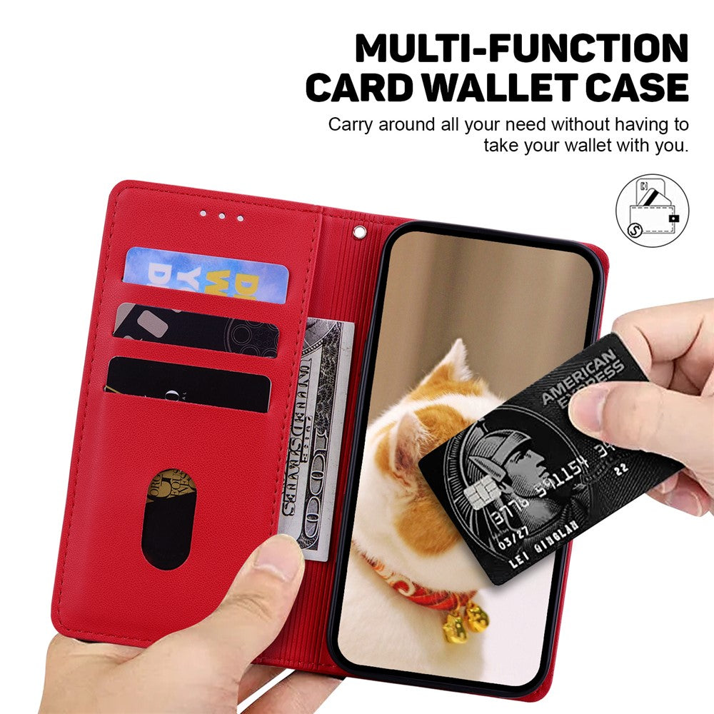 For Xiaomi Poco M8 Pro 5G / Redmi Note 15 Pro+ 5G (Global) Case RFID Blocking Kitten Pattern TPU + PU Leather Phone Cover with Wrist Strap - Red