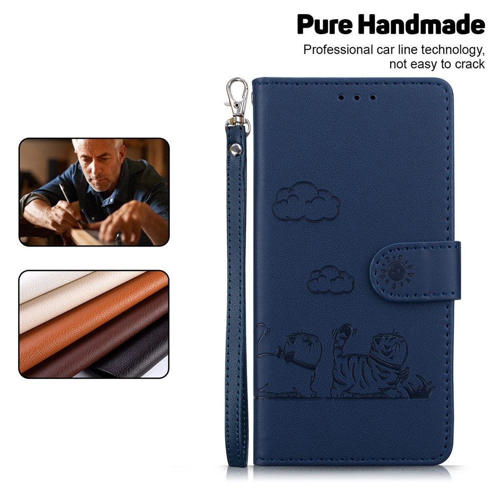 For Xiaomi Poco M8 Pro 5G / Redmi Note 15 Pro+ 5G (Global) Case RFID Blocking Kitten Pattern TPU + PU Leather Phone Cover with Wrist Strap - Blue