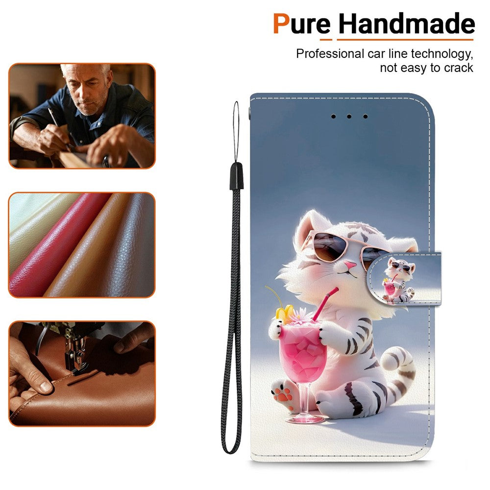 For Xiaomi Poco M8 Pro 5G / Redmi Note 15 Pro+ 5G (Global) Case Pattern Printing Leather Flip Wallet Phone Cover with Lanyard - Cartoon Tiger