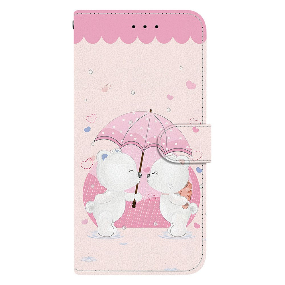 For Xiaomi Poco M8 Pro 5G / Redmi Note 15 Pro+ 5G (Global) Case Pattern Printing Leather Flip Wallet Phone Cover with Lanyard - Cartoon Couple Bear