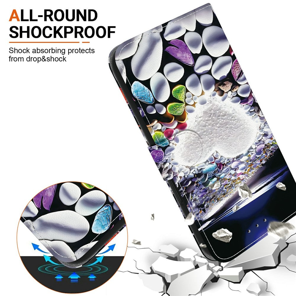 For Xiaomi Poco M8 Pro 5G / Redmi Note 15 Pro+ 5G (Global) Case Pattern Printing Leather Flip Wallet Phone Cover with Lanyard - Heart Shape