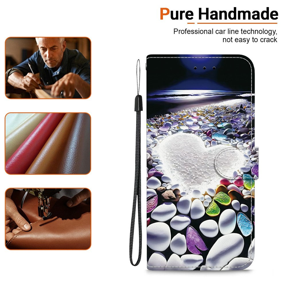 For Xiaomi Poco M8 Pro 5G / Redmi Note 15 Pro+ 5G (Global) Case Pattern Printing Leather Flip Wallet Phone Cover with Lanyard - Heart Shape