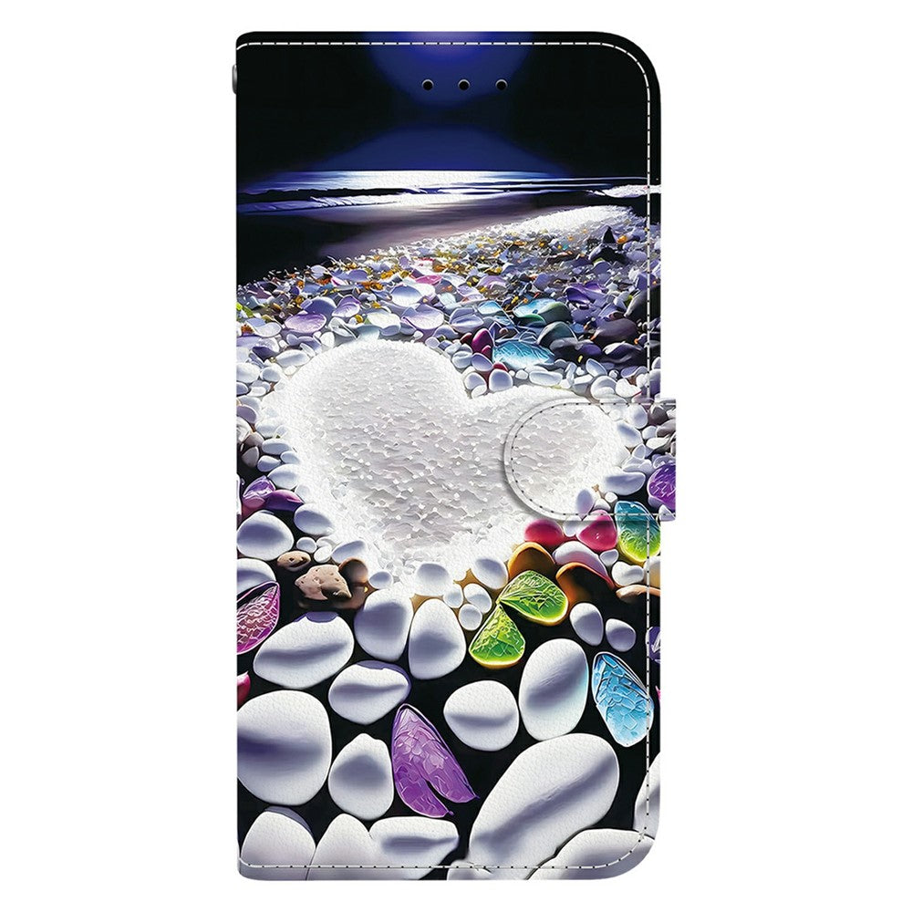 For Xiaomi Poco M8 Pro 5G / Redmi Note 15 Pro+ 5G (Global) Case Pattern Printing Leather Flip Wallet Phone Cover with Lanyard - Heart Shape